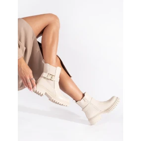 Pěkné dámské  kotníčkové boty hnědé