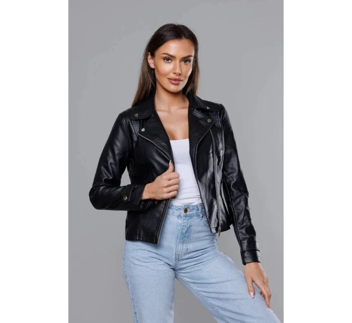 Černá dámská bunda s klopami model 18140992 - J.STYLE