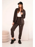 Dámský bavlněný komplet se širokými nohavicemi a mikinou na zip bordový Dámský bavlněný komplet se širokými nohavicemi a mikinou na zip bordový
