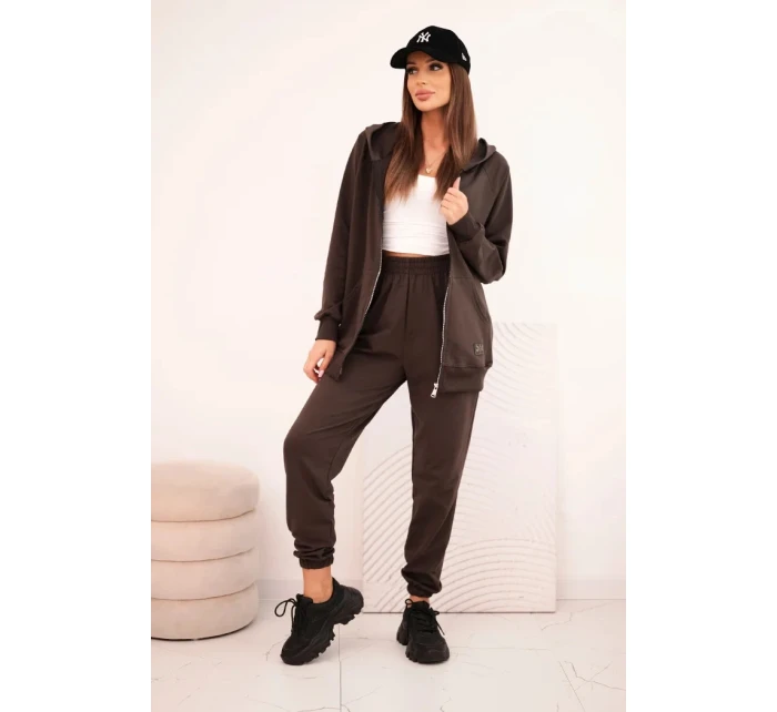 Dámský bavlněný komplet se širokými nohavicemi a mikinou na zip bordový Dámský bavlněný komplet se širokými nohavicemi a mikinou na zip bordový