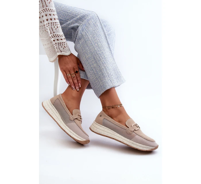 Dámské semišové mokasíny D&A model 21660237 Beige - S.Barski