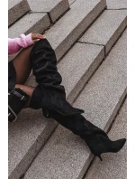 Nazouvací dámské kozačky na jehlovém podpatku černé model 21713418 - Boto