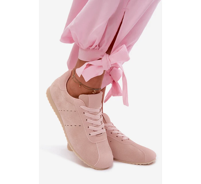 Dámské tenisky z eko semiše nízké růžové Melvelin