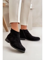 Dámské Kotníkové Boty Na Plochém Podpatku Ažurové Černé S.Barski Dámské Kotníkové Boty Na Plochém Podpatku Ažurové Černé S.Barski