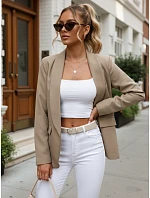 Dámské elegantní sako s rozepínáním v barvě taupe FashionStreet PY0145 Dámské elegantní sako s rozepínáním v barvě taupe FashionStreet PY0145