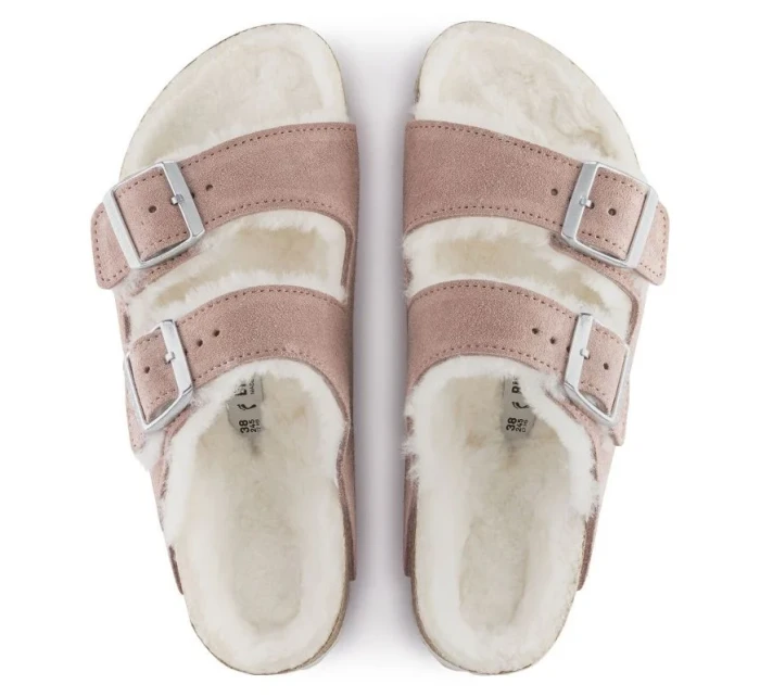 Birkenstock Arizona Suede Leather Shearling Pink Clay LAF insulated žabky úzké (1023258) dámské Birkenstock Arizona Suede Leather Shearling Pink Clay LAF insulated žabky úzké (1023258) dámské