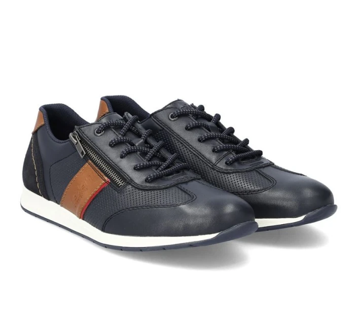 Pánské pohodlné kožené polobotky Rieker v tmavě modré barvě 11927-14