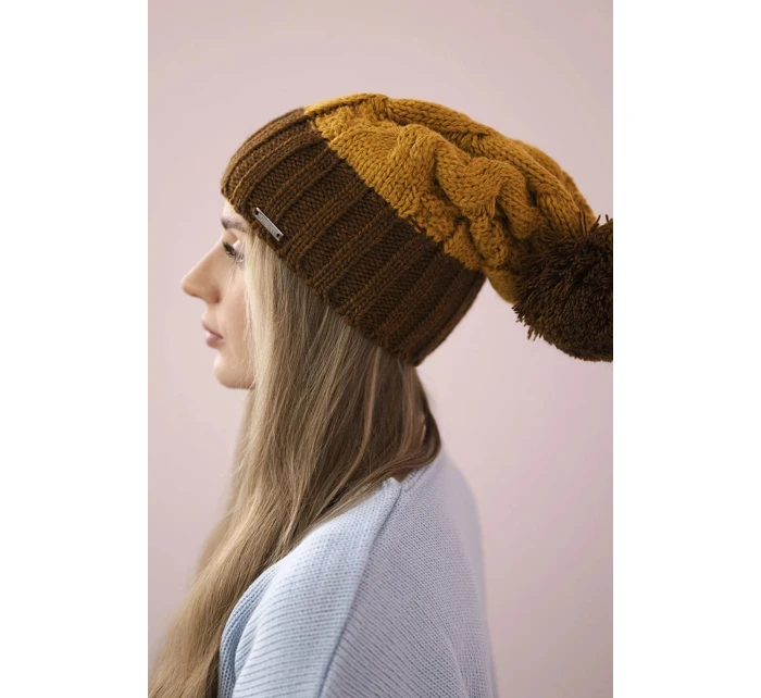 Fleecová čepice Paris K212 hořčicová+hnědá Fleecová čepice Paris K212 hořčicová+hnědá