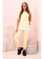 Dámská máslová souprava s krátkým rukávem a kalhotami žlutý Dámská máslová souprava s krátkým rukávem a kalhotami žlutý