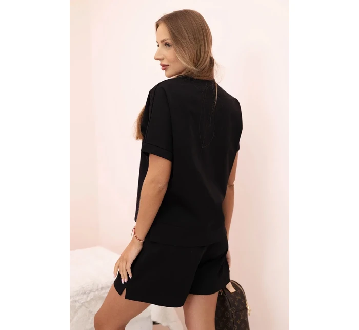 Dámský punto set s krátkými rukávy a šortkami černý Dámský punto set s krátkými rukávy a šortkami černý