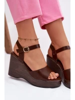 Dámské sandály na platformě Eko kůže Čokoládové model 21937495 - Boto