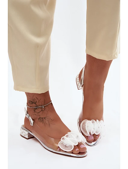 Dámské sandály Průhledné s krystaly D&A MR61-9002 Stříbrné