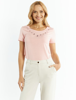 Monnari Trička Dámské tričko s ozdobným šperkem Světle růžová
