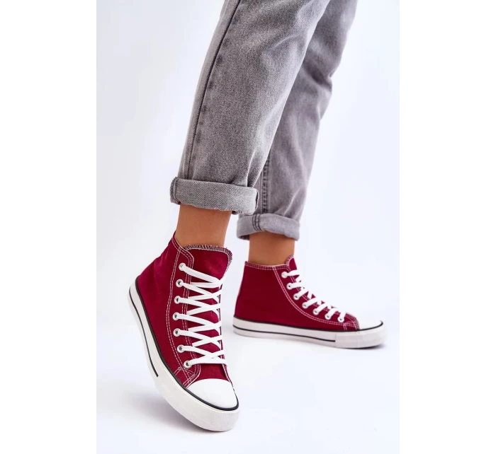 Dámské Klasické Vysoké Tenisky Bordó Remos Dámské Klasické Vysoké Tenisky Bordó Remos