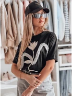 Dámské tričko oversize s 3D efektem černá model 21983071 - Dstreet