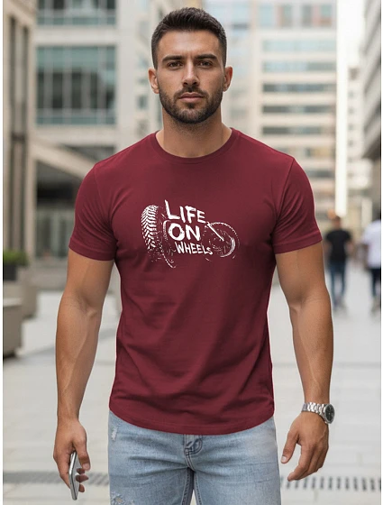 Tshirt męski z Life on bordowy model 22170572 - FashionStreet