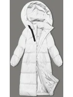 Dlouhá bílá hrubší dámská bunda s kapucí model 21246167 - J.STYLE