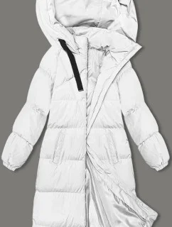 Dlouhá bílá hrubší dámská bunda s kapucí model 21246167 - J.STYLE