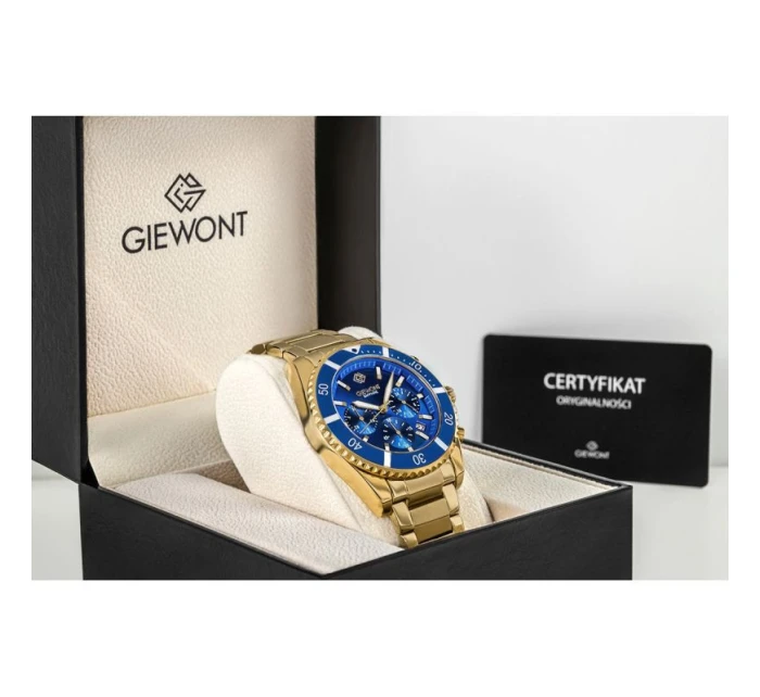Pánské hodinky Giewont Chronograph Sapphire Gold Blue GW3970-B6