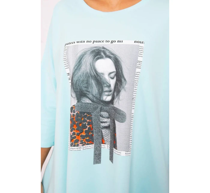 Šaty s potiskem a rozšířenou spodní částí mint Šaty s potiskem a rozšířenou spodní částí mint