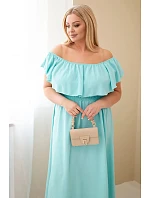 Dámské šaty Plus Size s volánem a elastickým pasem mátová Dámské šaty Plus Size s volánem a elastickým pasem mátová