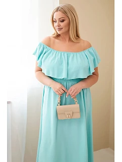 Dámské šaty Plus Size s volánem a elastickým pasem mátová