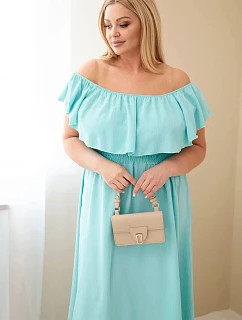 Dámské šaty Plus Size s volánem a elastickým pasem mátová