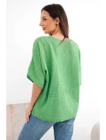 Dámská bavlněná oversize halenka s krátkým rukávem zelená Dámská bavlněná oversize halenka s krátkým rukávem zelená