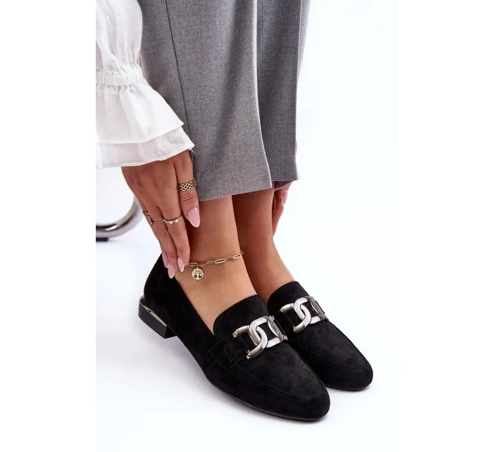 Dámské mokasíny s ozdobou černá Camilena