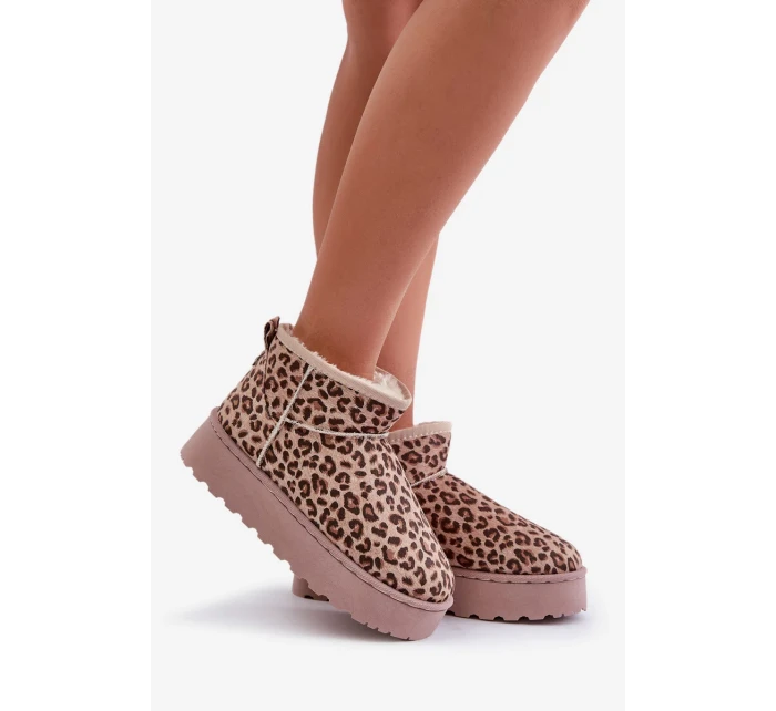 Dámské sněhule s leopardím vzorem na platformě zateplené kožíškem hnědé Xamella Dámské sněhule s leopardím vzorem na platformě zateplené kožíškem hnědé Xamella