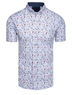 Pánská vzorovaná slim košile s krátkým rukávem bílá Dstreet model 21989625 - FashionStreet