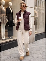 Dámská prošívaná vesta s stojáčkem, vínová, FashionStreet TY5968 Dámská prošívaná vesta s stojáčkem, vínová, FashionStreet TY5968