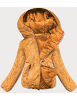 Krátká dámská bunda 2 v 1 v hořčicové barvě (H1029-37)