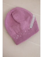 Dámská zimní vlněná čepice s ozdobnými krystalky K399 černá