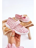 Dětské balerínky na suchý zip v potisku růžové Selah Dětské balerínky na suchý zip v potisku růžové Selah