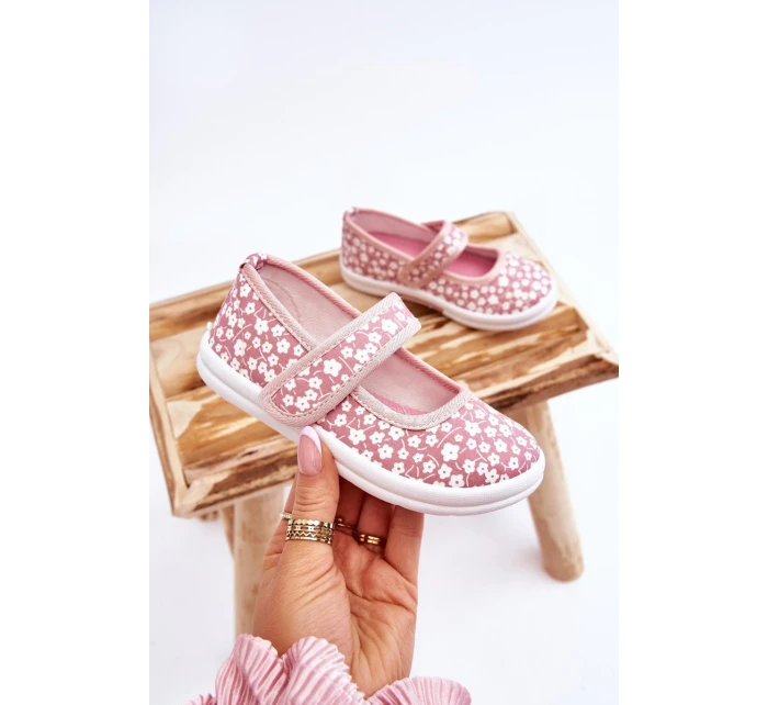 Dětské balerínky na suchý zip v potisku růžové Selah Dětské balerínky na suchý zip v potisku růžové Selah