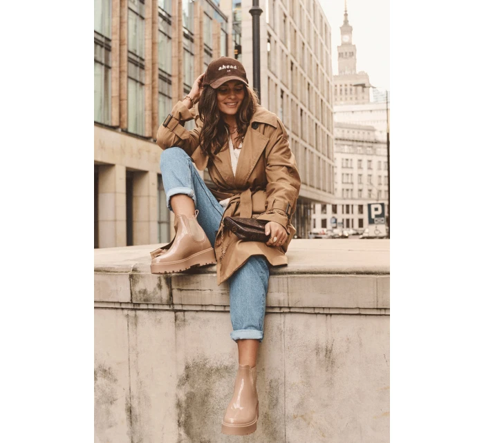 Lakované Botky Kalhoty Na Platformě Big Star MM274396 Bežové