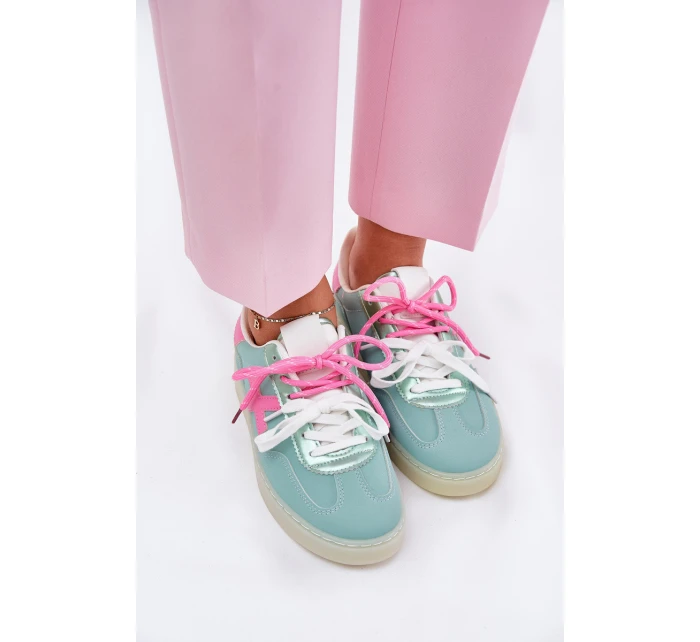 Nízké Dámské Sportovní Boty V Leopardím Mintově-Růžové Zelevelis Nízké Dámské Sportovní Boty V Leopardím Mintově-Růžové Zelevelis