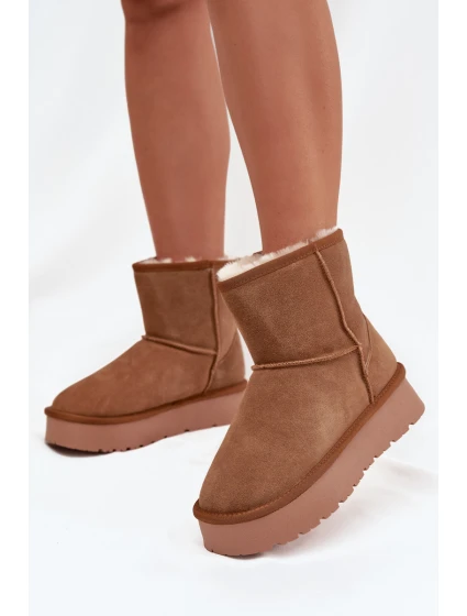 Dámské sněhule z přírodního semiše na platformě Camel model 21709740 - Boto Dámské sněhule z přírodního semiše na platformě Camel model 21709740 - Boto