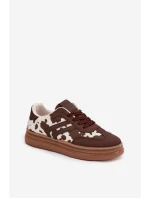 Dámské tenisky na platformě s potisky hnědé model 21757712 - Boto Dámské tenisky na platformě s potisky hnědé model 21757712 - Boto