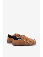 Kožené polobotky Barefoot dětské s motivem  světle hnědé model 21958958 - Bartek S.A.