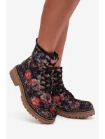 Dámské botky Artiker – černé, zateplené, se vzorem, na platformě Dámské botky Artiker – černé, zateplené, se vzorem, na platformě
