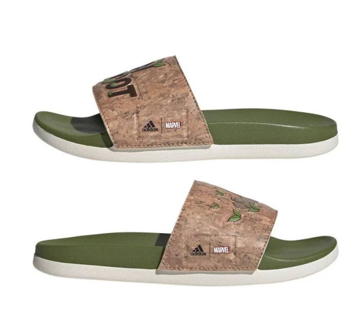 Dětské žabky / nazouváky Adilette Comfort Jr ID8029 Zelená s hnědou - Adidas Dětské žabky / nazouváky Adilette Comfort Jr ID8029 Zelená s hnědou - Adidas