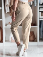 Ležérní dámské plisované kalhoty s páskem PLISSO beige FashionStreet UY2516 Ležérní dámské plisované kalhoty s páskem PLISSO beige FashionStreet UY2516