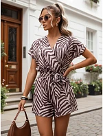 Dámský letní overal s vázáním v pase cappuccino FashionStreet EY2645