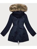 Dámská oboustranná zimní bunda tmavě modrá a hnědá (w557big)