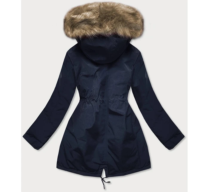 Dámská oboustranná zimní bunda tmavě modrá a hnědá (w557big)