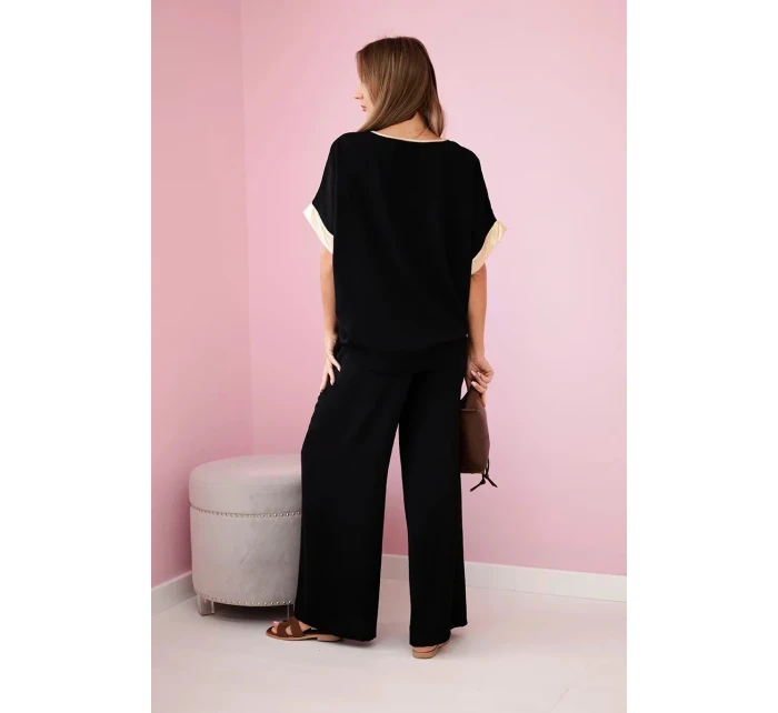 Viskózový komplet se zlatým lemováním černý Viskózový komplet se zlatým lemováním černý