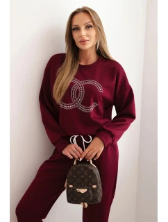 Dámský komplet z viskózy s ozdobným motivem a kalhotami model 21285315 - K-Fashion