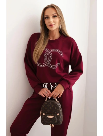 Dámský komplet z viskózy s ozdobným motivem a kalhotami model 21285315 - K-Fashion Dámský komplet z viskózy s ozdobným motivem a kalhotami model 21285315 - K-Fashion